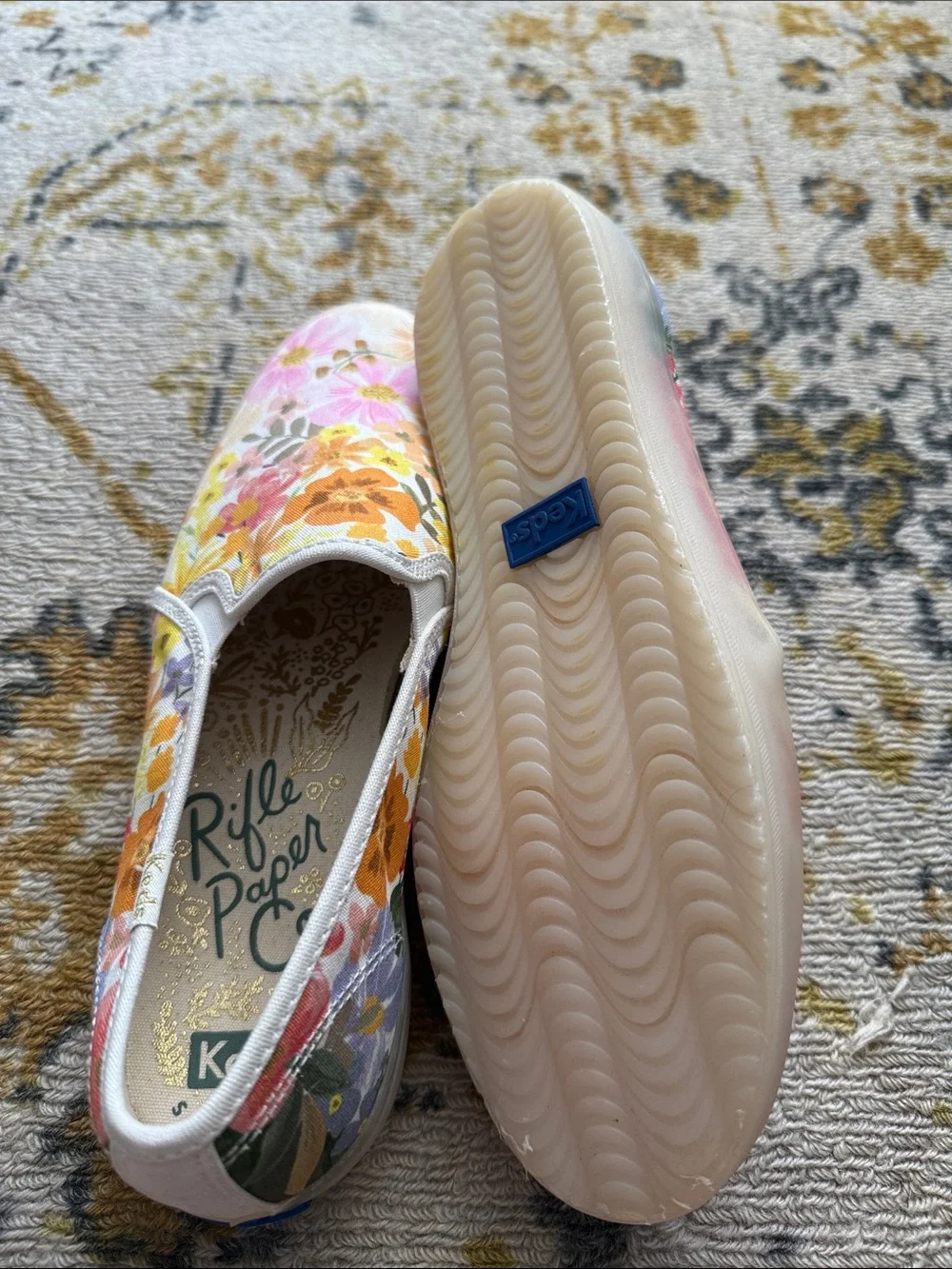 Keds Slip-On Sneakers with Pink, Yellow & Orange Floral Print- Rifle Paper - Picture 4 of 4